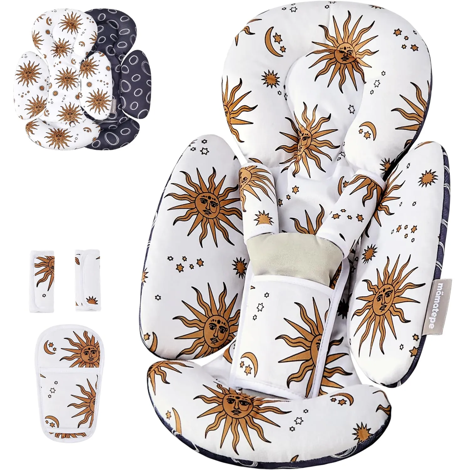 Infant Car Seat Insert, Baby Seat Head and Body Support for Newborn, Soft Breathable, Reversible Design, Universal for Baby Swings, Car Seats, Strollers, Yellow