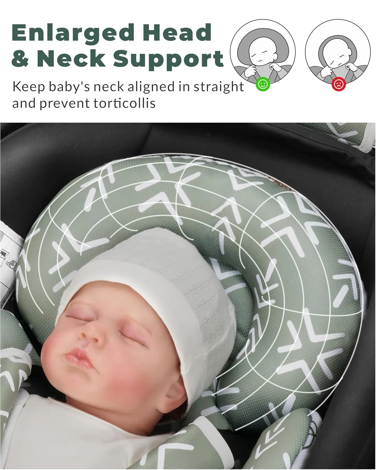 Infant Car Seat Insert, Head and Body Support, Reversible Newborn Insert Compatible with Baby Carseat, Stroller, Mamaroo Swing, Rocker, Bassinet, Bouncer. Baby Car Seat Cushion - Rabbit