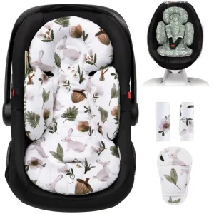 Infant Car Seat Insert, Head and Body Support, Reversible Newborn Insert Compatible with Baby Carseat, Stroller, Mamaroo Swing, Rocker, Bassinet, Bouncer. Baby Car Seat Cushion - Rabbit