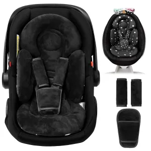 Infant Car Seat Insert, Head and Body Support, Reversible Newborn Insert Compatible with Baby Carseat, Stroller, Mamaroo Swing, Rocker, Bouncer. Baby Car Seat Cushion - Black