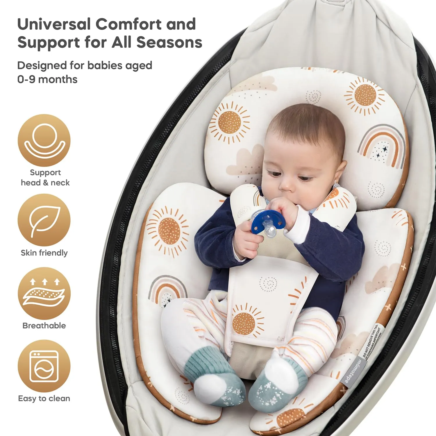 Infant Insert Compatible with 4moms & Graco Swing and Infant Car Seat,Newborn Insert Head & Body Support Cushion,Breathable Soft, Fits for Stroller, Baby Swing, Rocker, Bassinets, Pushchair