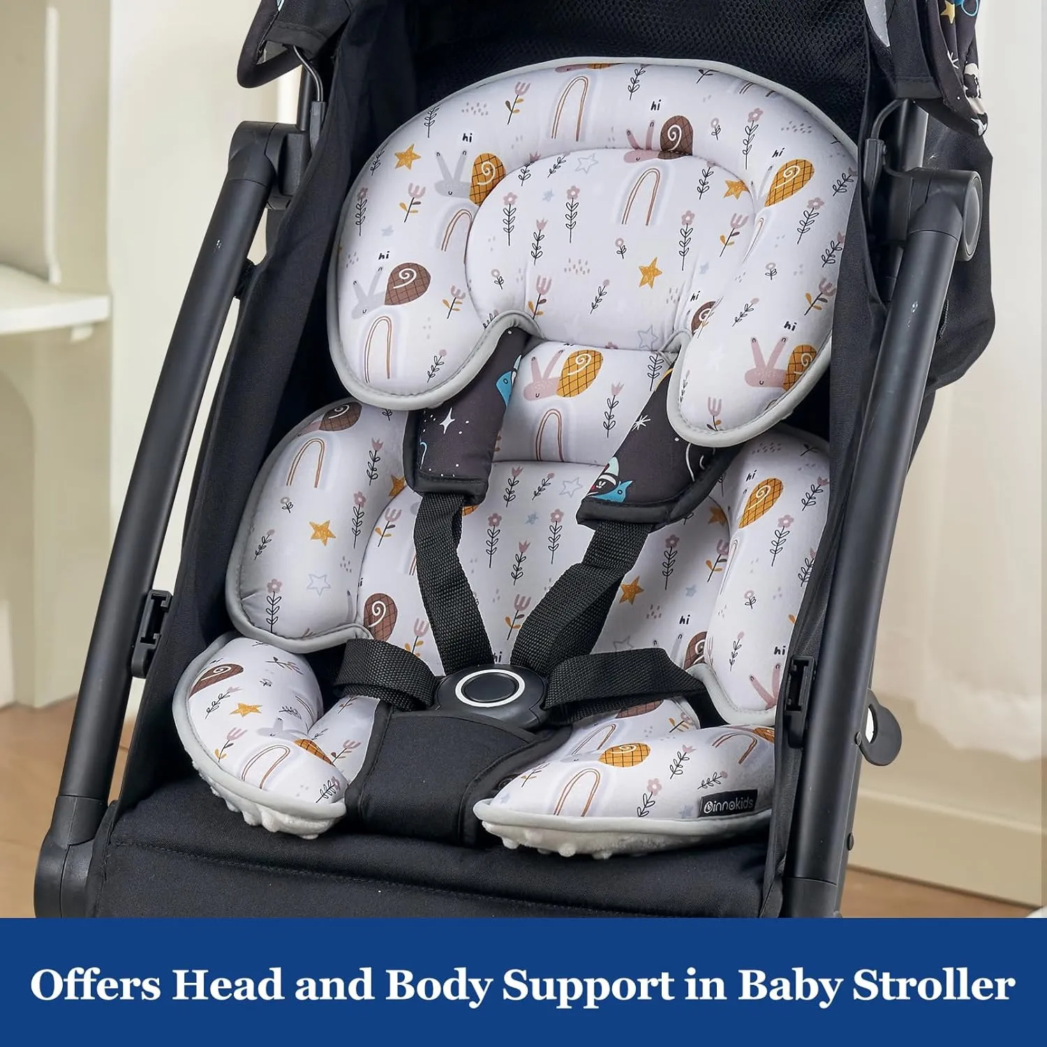Innokids Head and Body Support Pillow Infant Car Seat Insert for Newborn to Toddler Stroller Cushion (Snail)