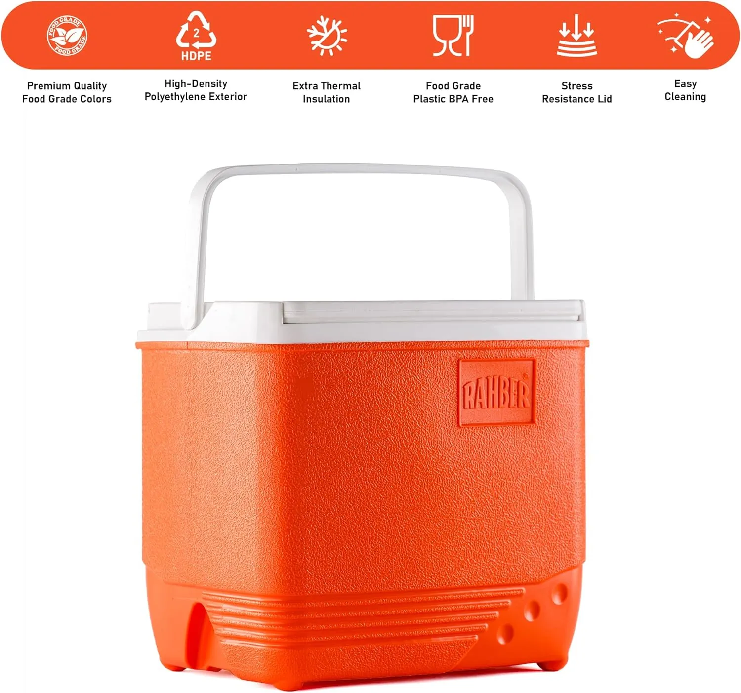 Insulated Ice Cooler Portable Ice Box Hard Heavy Duty Small Ice Chest for Camping, Tailgating, Beach, Picnic, Groceries