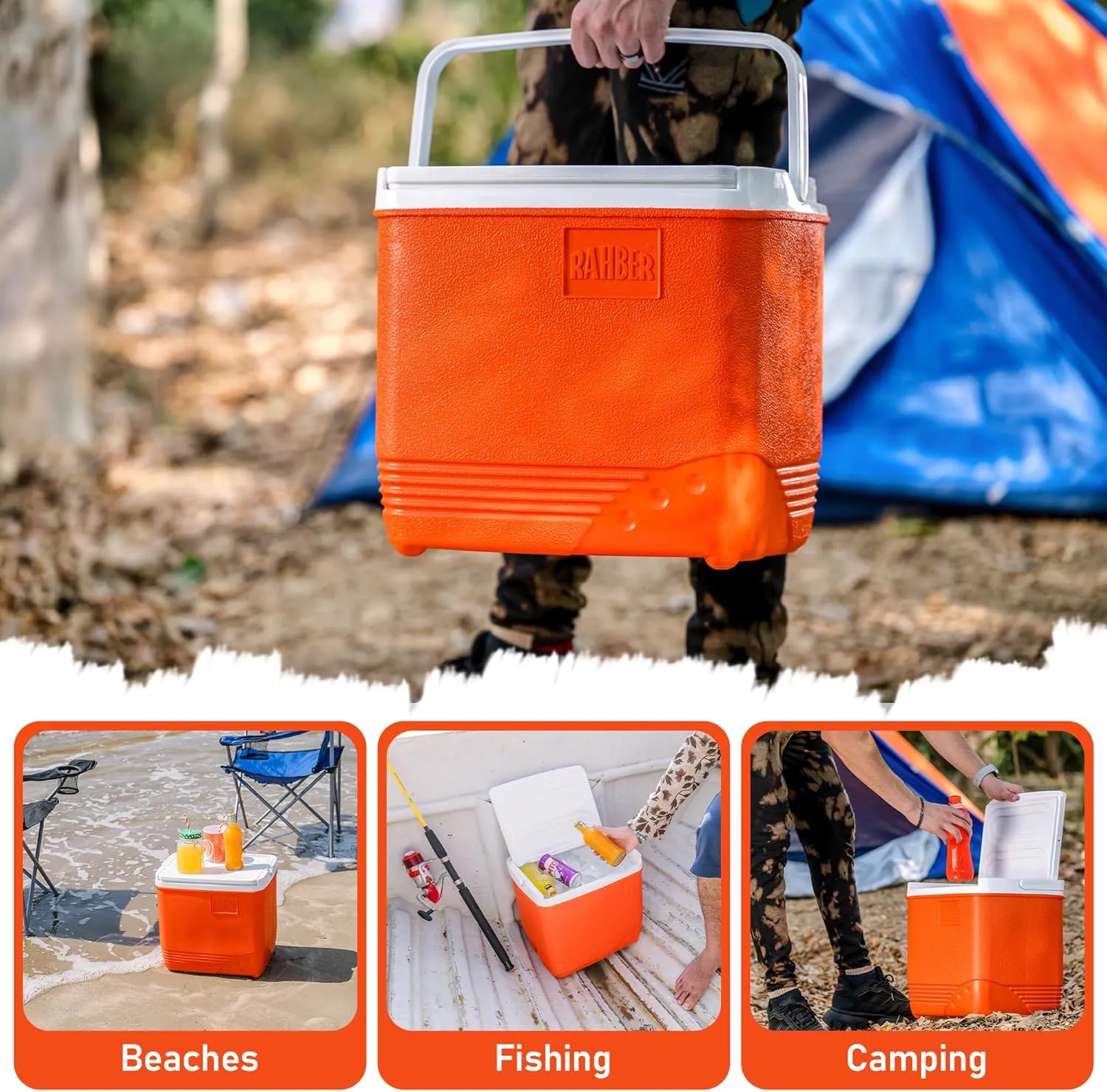 Insulated Ice Cooler Portable Ice Box Hard Heavy Duty Small Ice Chest for Camping, Tailgating, Beach, Picnic, Groceries