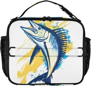 Insulated Lunch Bag Lunch box Cooler Bag for Women Men Swordfish Reusable Portable with Shoulder Strap