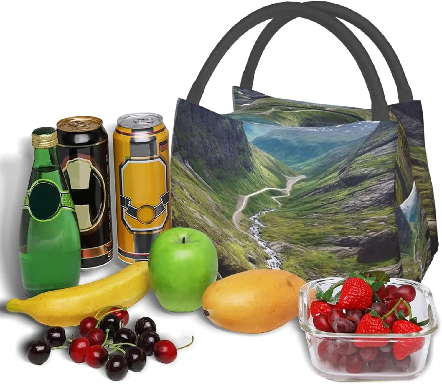 Insulated Lunch Bag Lunch box for Women Men Reusable Cooler Bag Norway terrain Lunch Bag Portable Lunch Tote Bag Leakproof Lunchbox for Work Travel Picnic Office