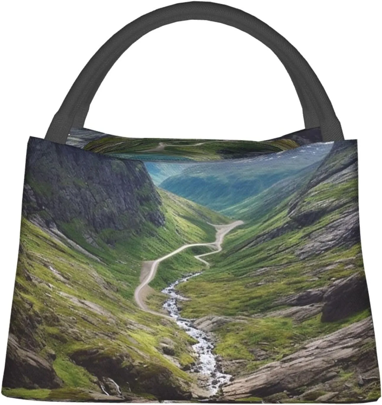 Insulated Lunch Bag Lunch box for Women Men Reusable Cooler Bag Norway terrain Lunch Bag Portable Lunch Tote Bag Leakproof Lunchbox for Work Travel Picnic Office