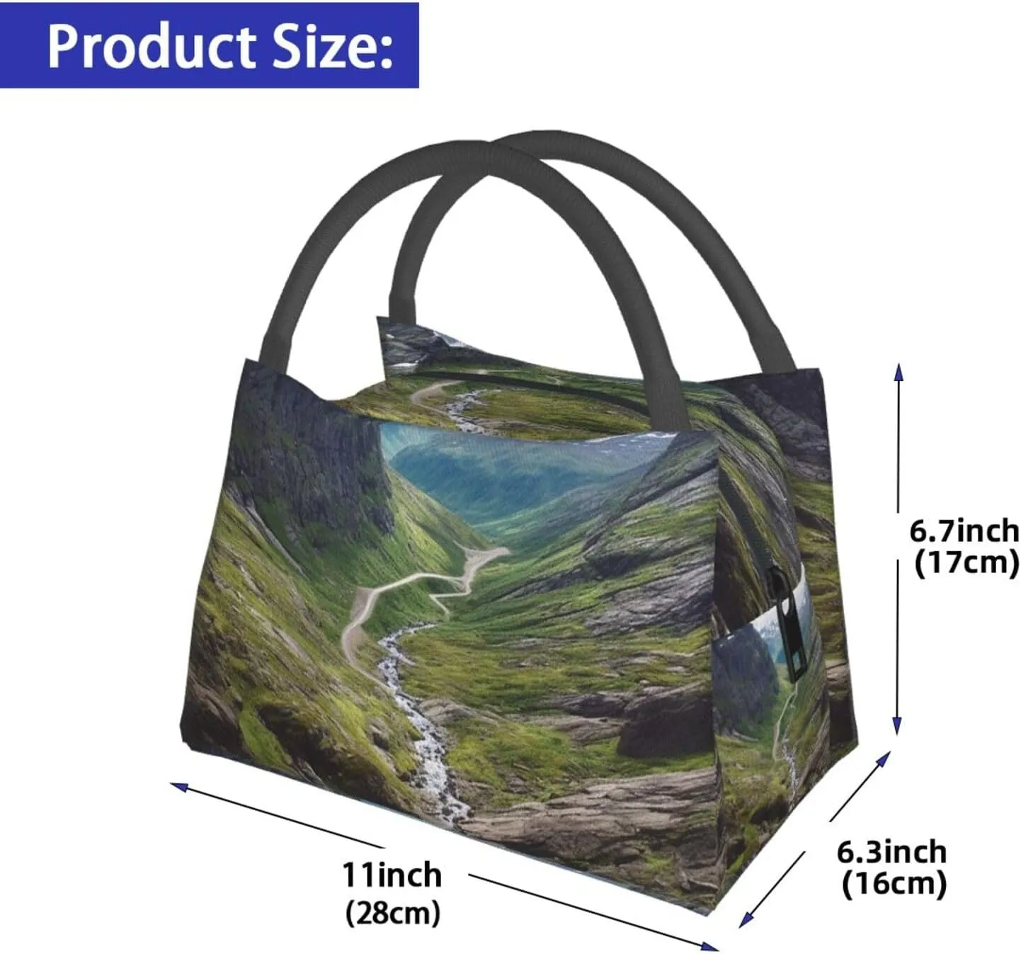 Insulated Lunch Bag Lunch box for Women Men Reusable Cooler Bag Norway terrain Lunch Bag Portable Lunch Tote Bag Leakproof Lunchbox for Work Travel Picnic Office