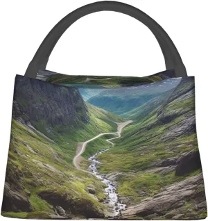 Insulated Lunch Bag Lunch box for Women Men Reusable Cooler Bag Norway terrain Lunch Bag Portable Lunch Tote Bag Leakproof Lunchbox for Work Travel Picnic Office