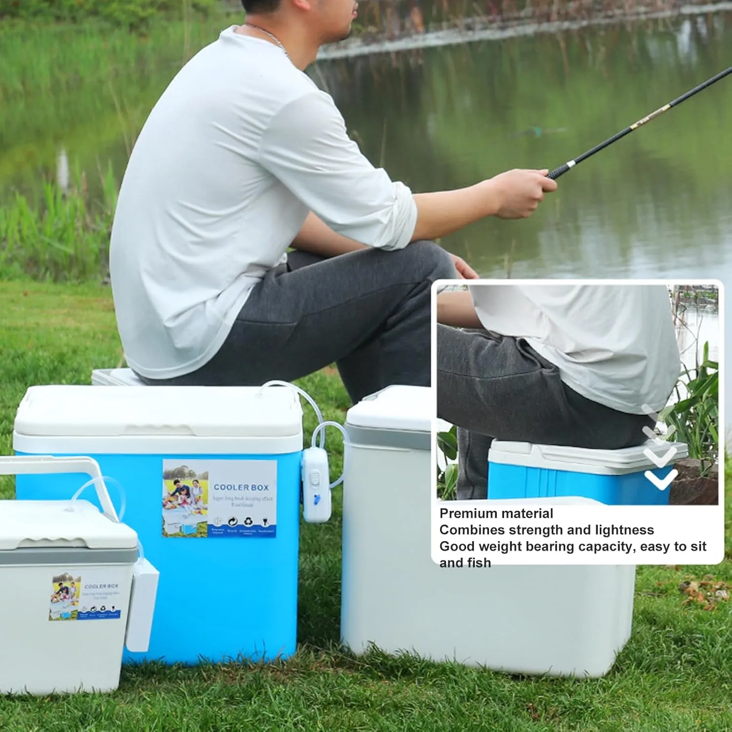 Insulated Portable Cooler, 10L Small Hard Cooler with Handle, Leakproof Insulated Lunchbox Cooler Box Outdoor Cooler for Picnic, Camping, Tailgating, BBQ, Fishing, Beach