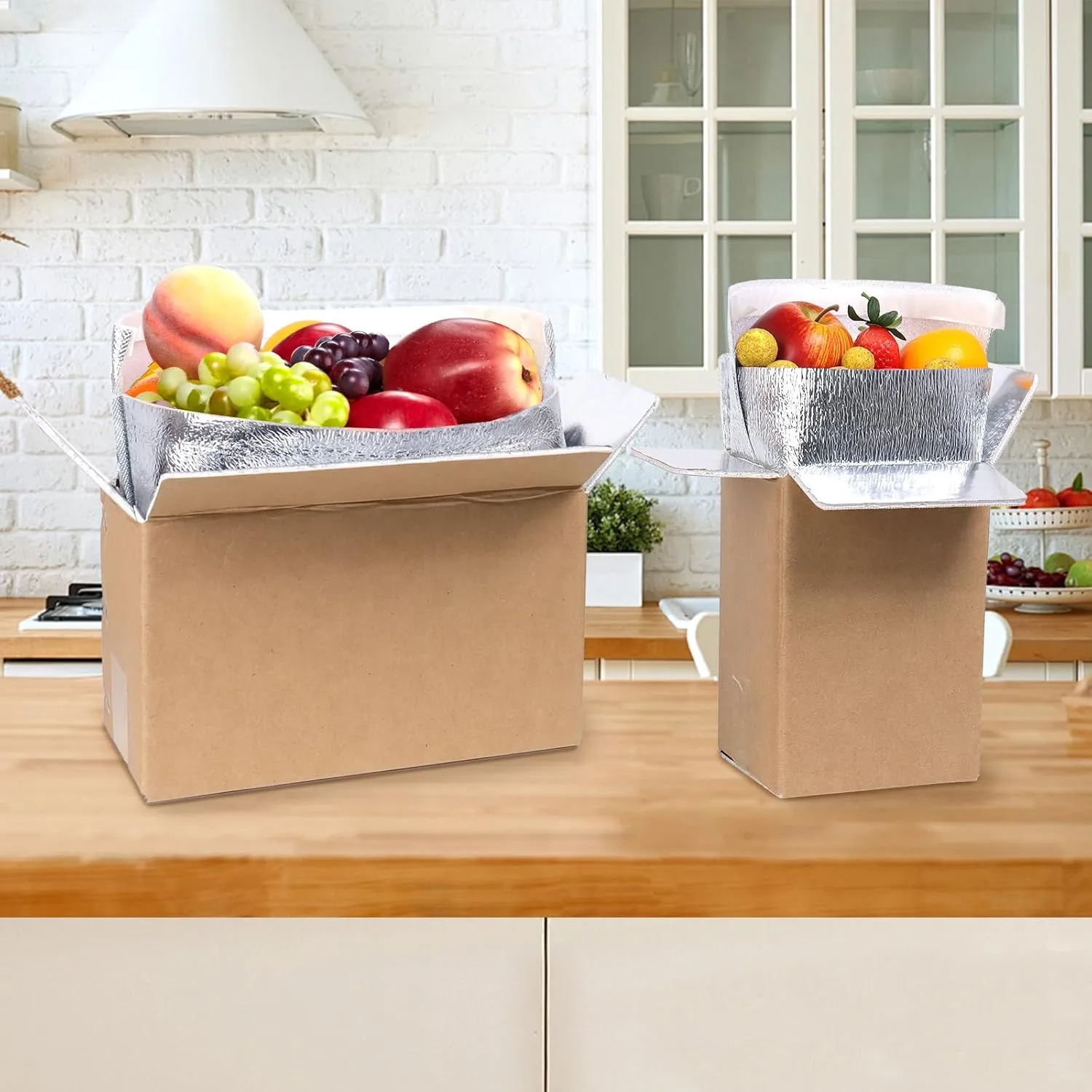 Insulated Shipping Box with Aluminum Foil Liner, Set of 4, Cold Shipping Boxes with Aluminum Foil Insulated Bag, 6x5x9" Insulated Boxes for Cold Shipping, Frozen Food