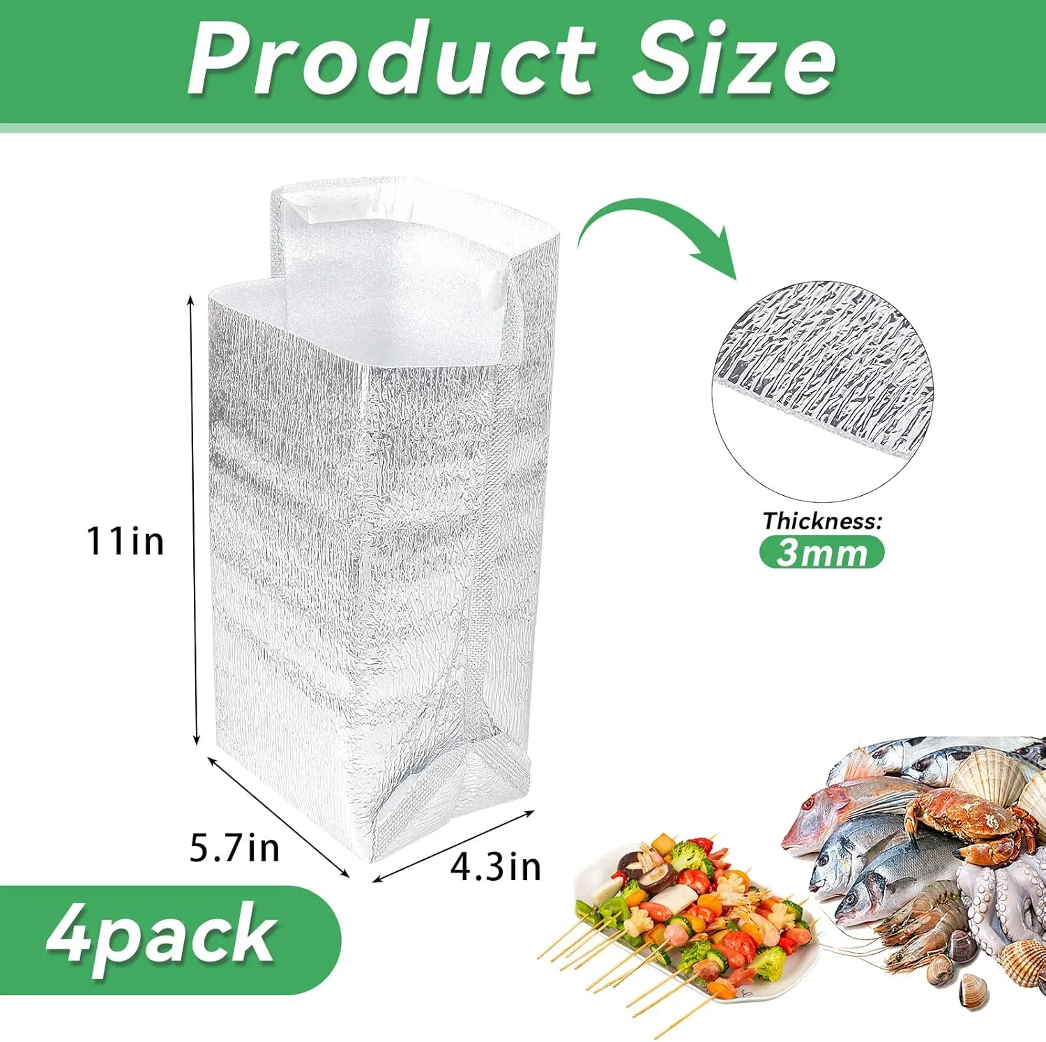 Insulated Shipping Box with Aluminum Foil Liner, Set of 4, Cold Shipping Boxes with Aluminum Foil Insulated Bag, 6x5x9" Insulated Boxes for Cold Shipping, Frozen Food