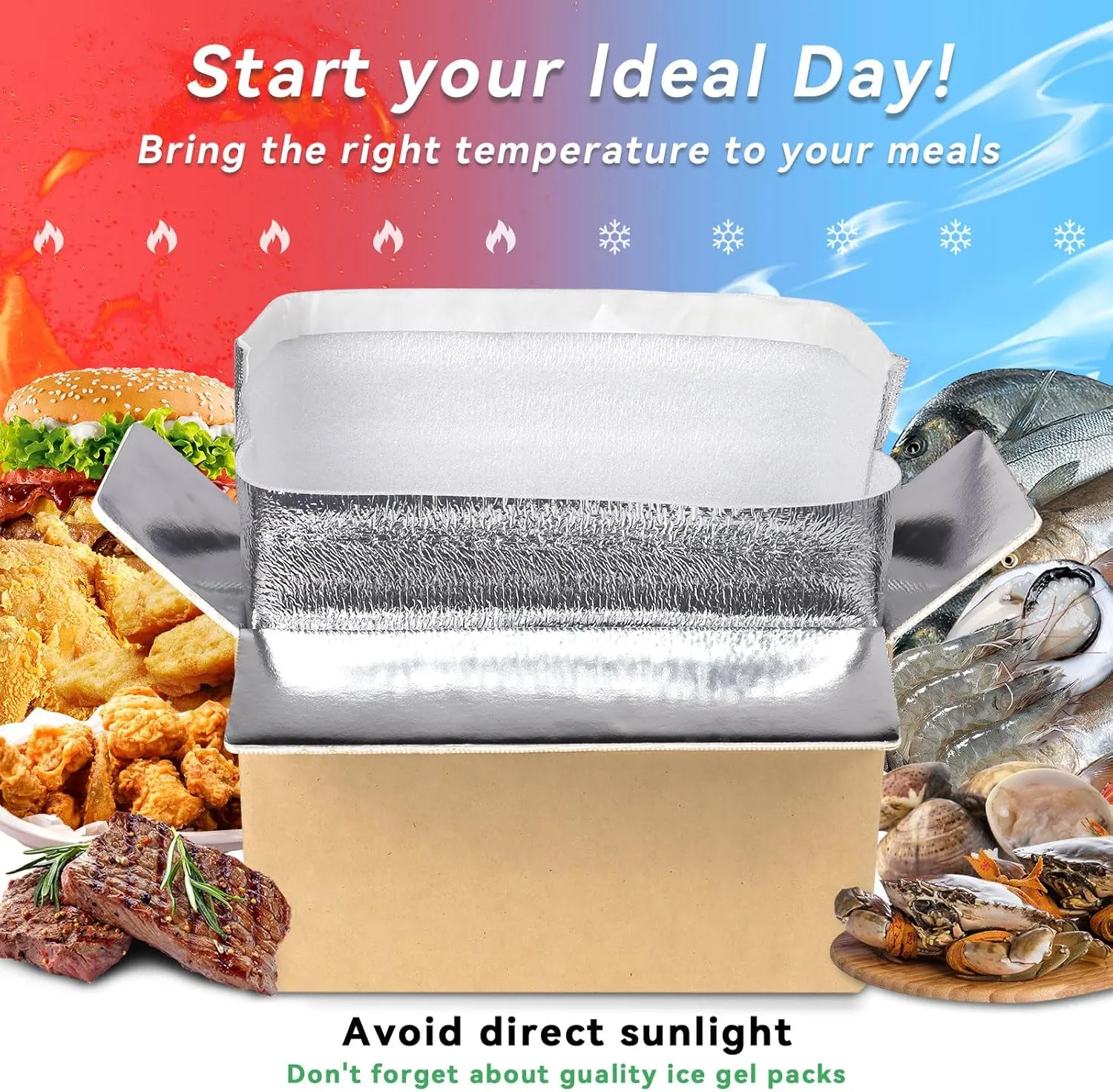 Insulated Shipping Box with Aluminum Foil Liner, Set of 4, Cold Shipping Boxes with Aluminum Foil Insulated Bag, 6x5x9" Insulated Boxes for Cold Shipping, Frozen Food