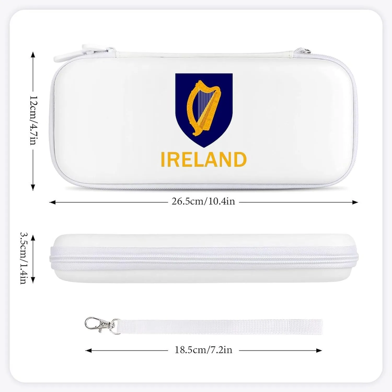 Irish Ireland National Emblem Portable Protective Shell Compatible with Switch Case Wristlet Travel Bag with 15 Game Cartridges