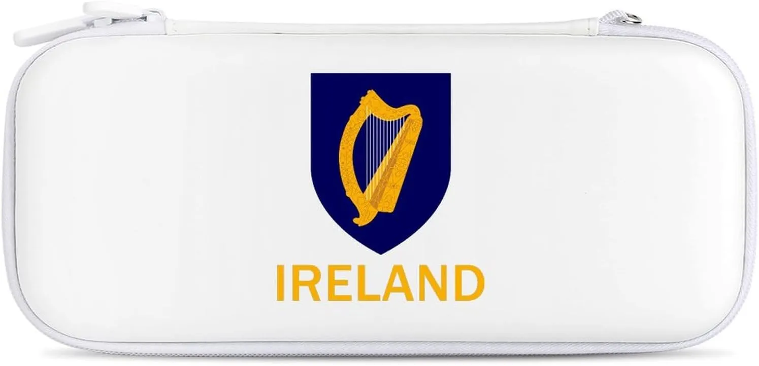 Irish Ireland National Emblem Portable Protective Shell Compatible with Switch Case Wristlet Travel Bag with 15 Game Cartridges