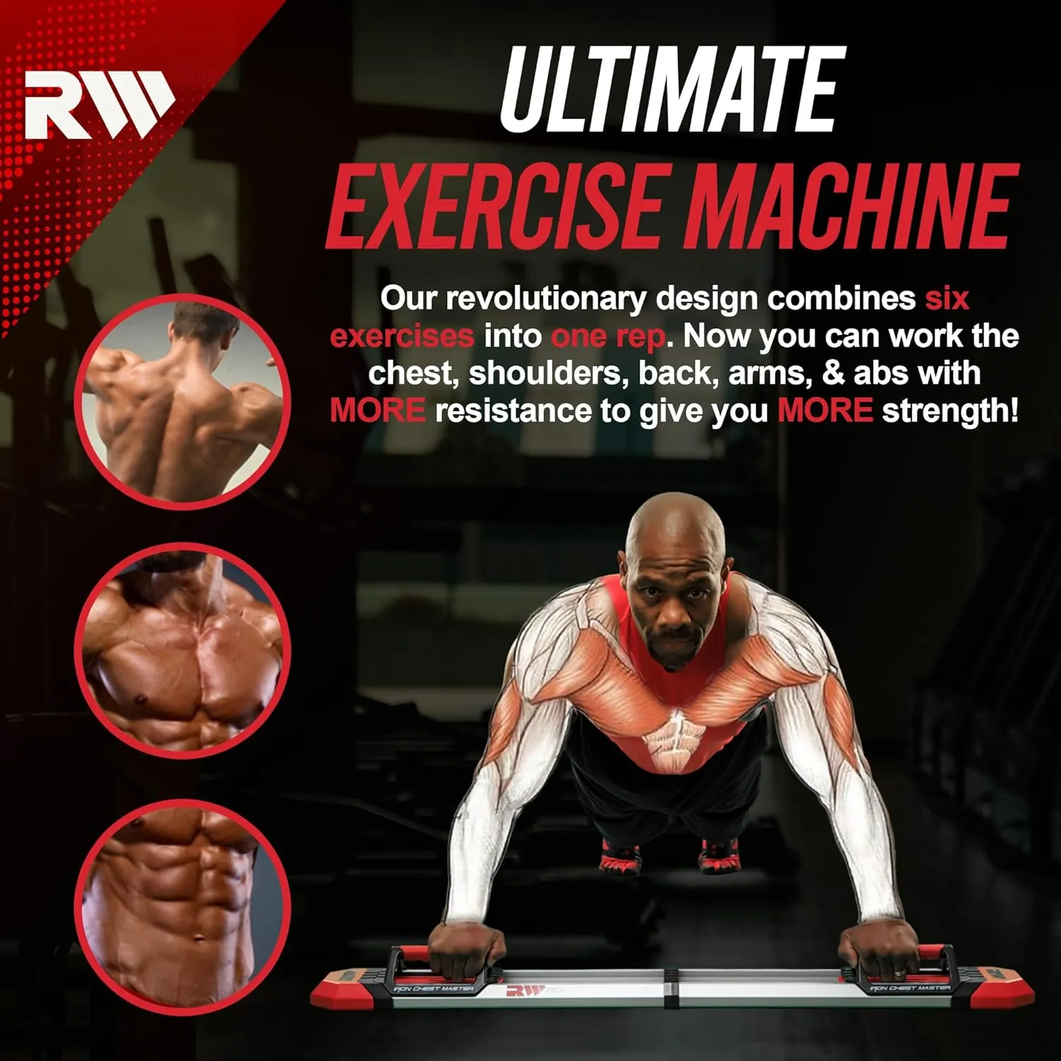 IRON CHEST MASTER Push Up Machine | Home Fitness Equipment for Chest Workouts | Home Gym Equipment Includes Adjustable Resistance Bands and a Unique Fitness Program