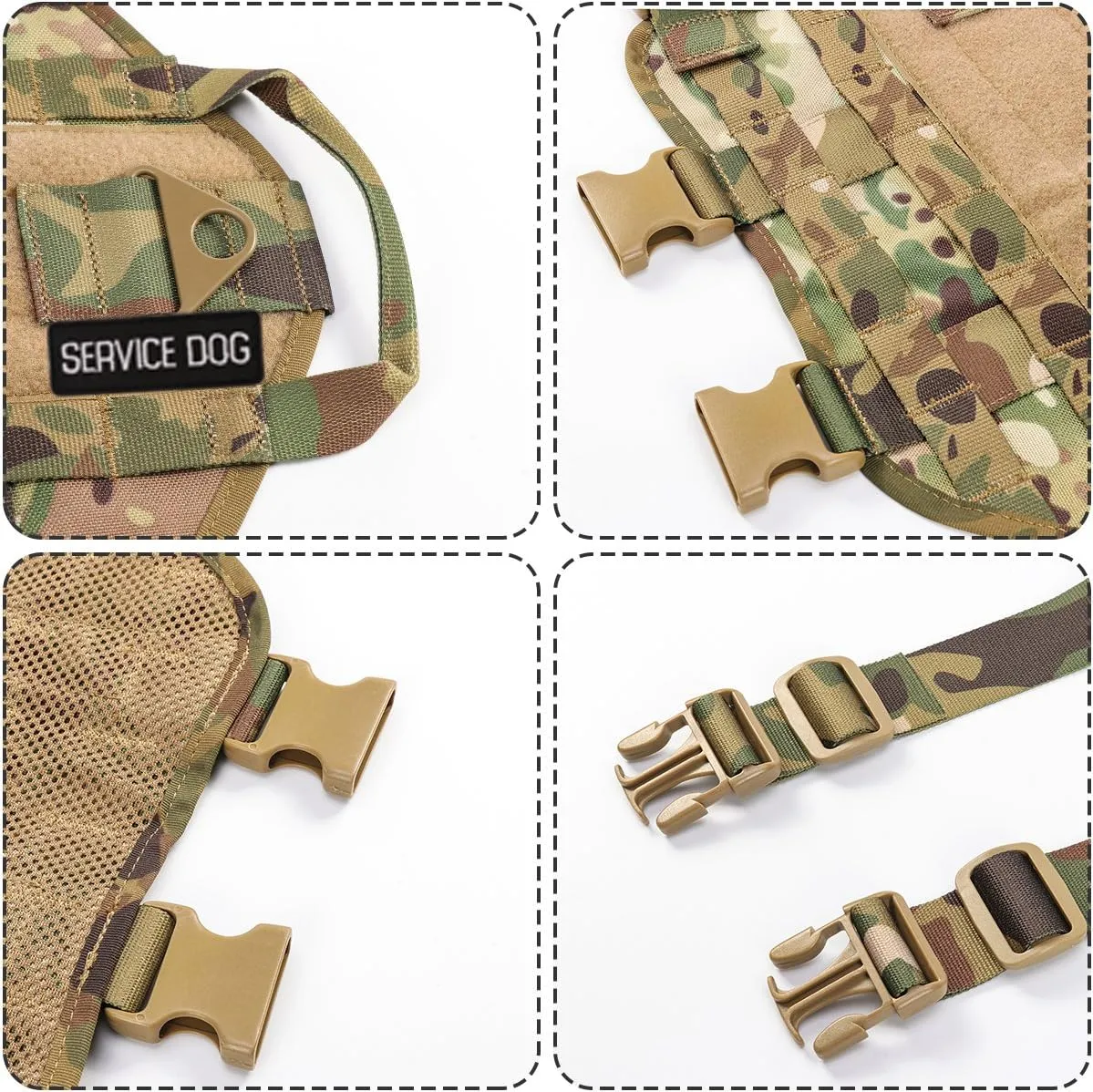IronSeals Tactical Service Dog Vest Molle Training Dog Vest Harness with Mesh Padding and Two Handles