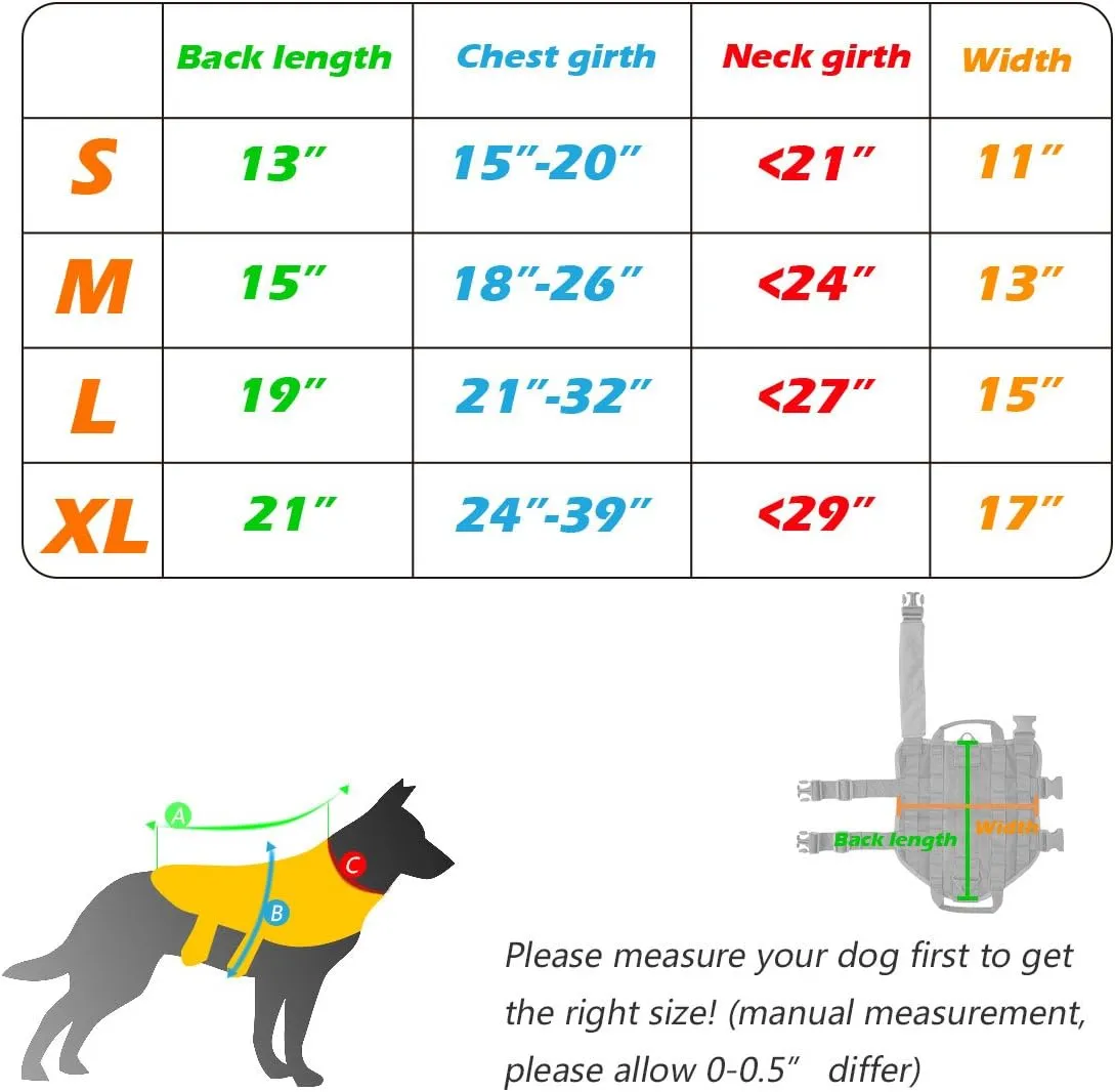 IronSeals Tactical Service Dog Vest Molle Training Dog Vest Harness with Mesh Padding and Two Handles