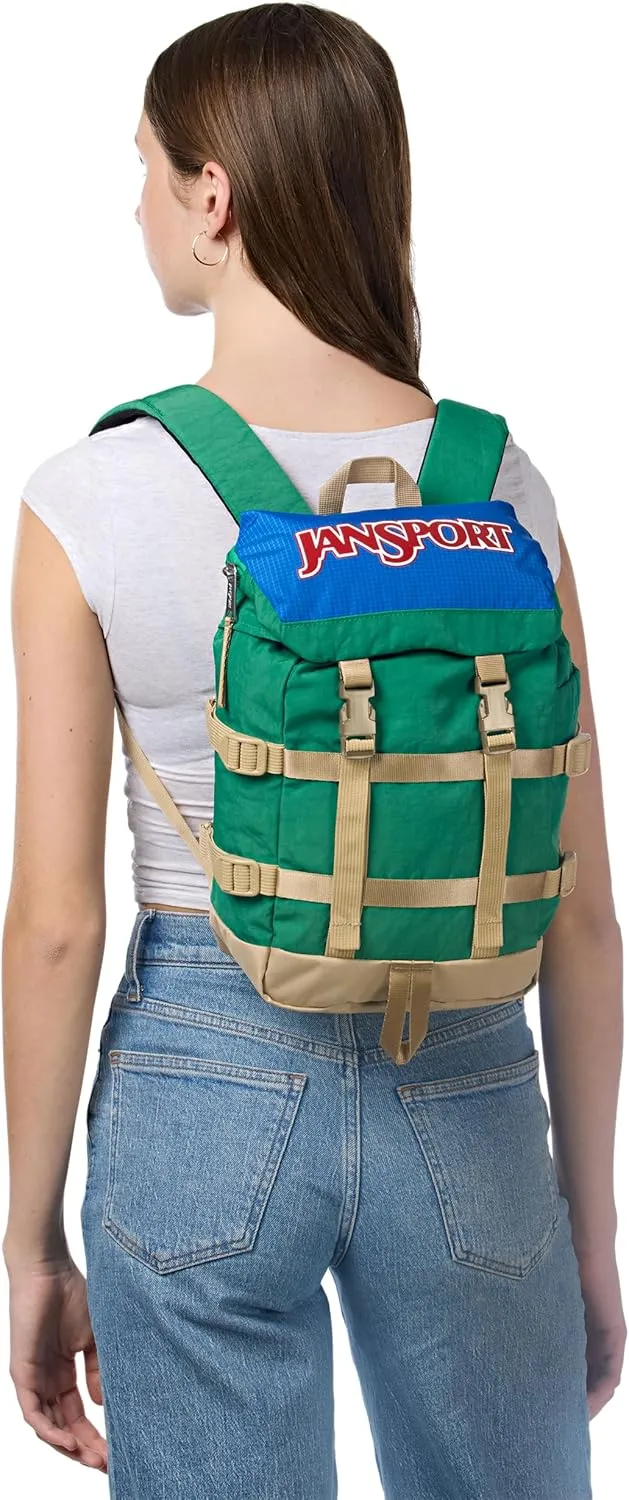 JanSport Mini Skip Pack – Compact Backpack with Main Compartment, Side Water Bottle Pocket, and Zippered Accessory Pocket, Jelly Kelly