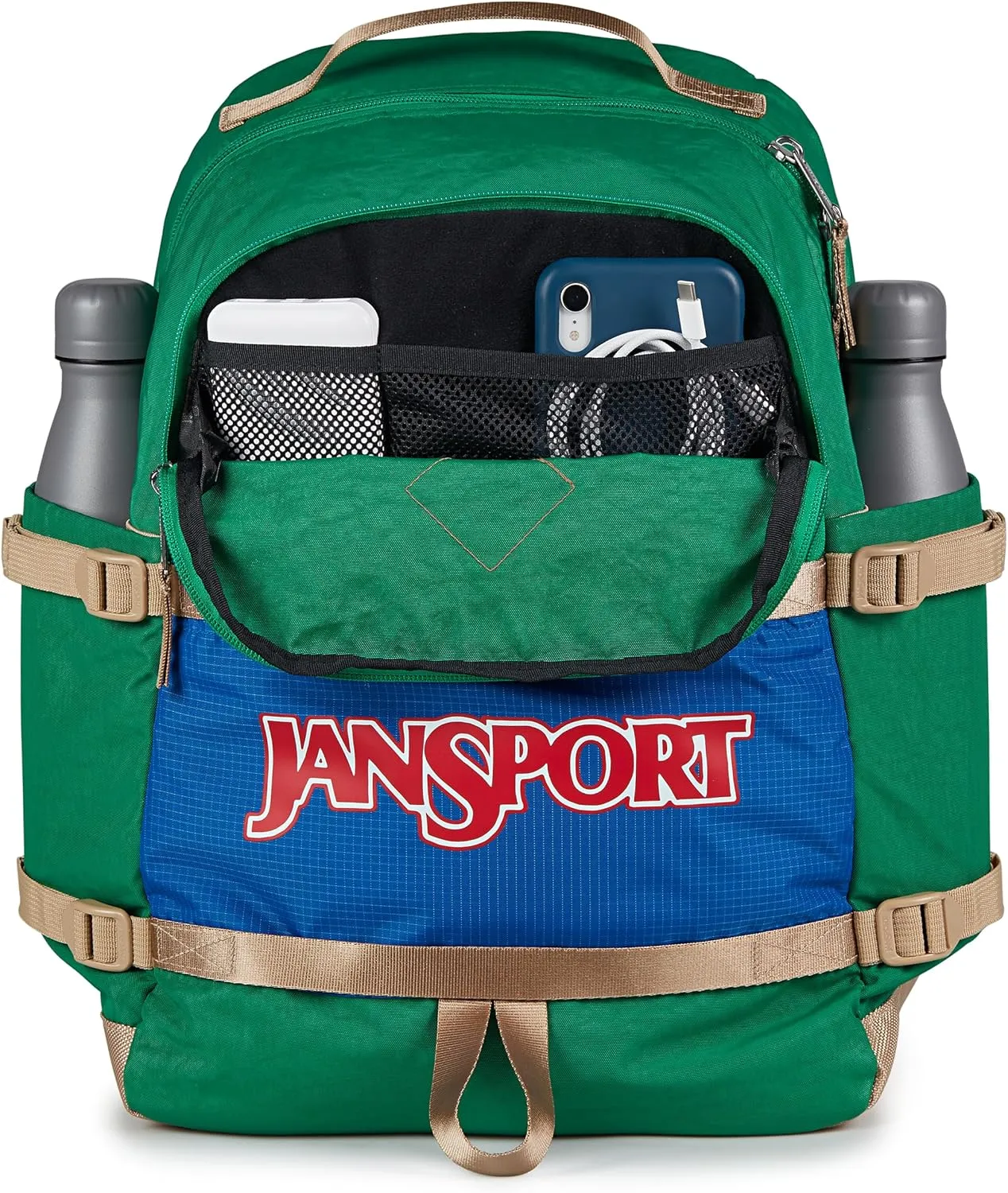 JanSport Small Seattle Pack – Compact Backpack with Main Compartment, Dual Water Bottle Pockets, and Padded Sleeve for 15-Inch Laptop, Jelly Kelly