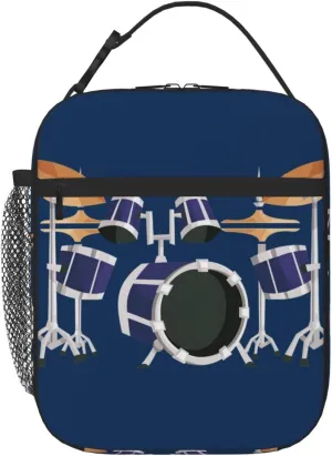 Jazz Drum Print Unisex Beach Insulated Cooler Lunch Bag For Work, Travel 8x4x 10in Lunch Boxes