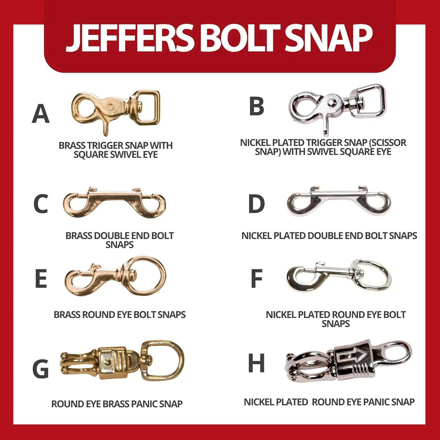 Jeffers Solid Brass Double End Snap – Heavy Duty Zinc Plated Clip for Tack, Dog Leash, Rope, Horse Tack, Farm, Pet, Backpack, Hardware, Home Use - Brass A, 4" - 6 Pack