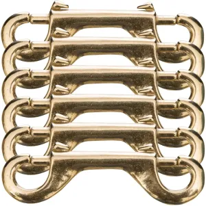 Jeffers Solid Brass Double End Snap – Heavy Duty Zinc Plated Clip for Tack, Dog Leash, Rope, Horse Tack, Farm, Pet, Backpack, Hardware, Home Use - Brass A, 4" - 6 Pack
