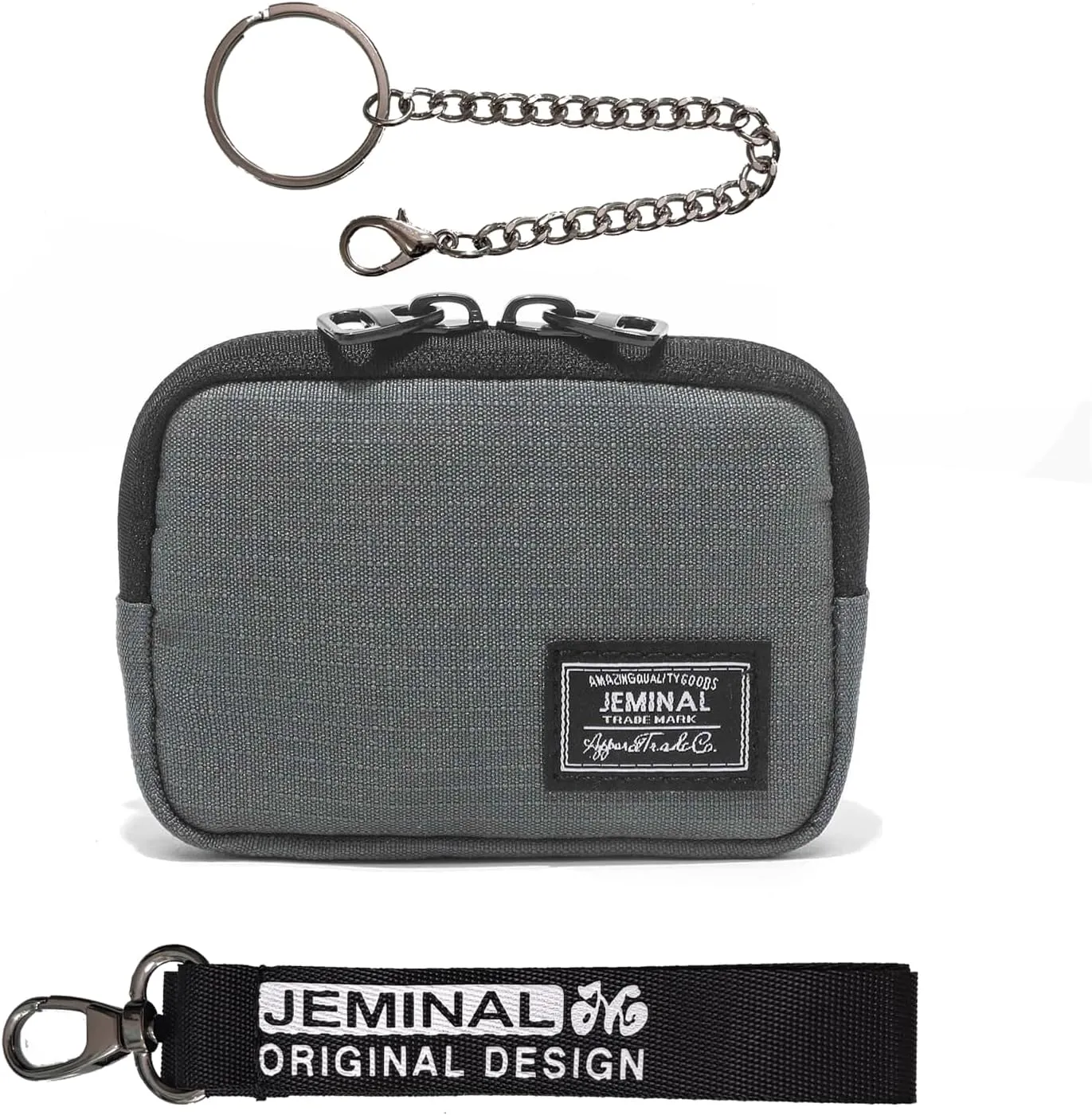 JEMINAL Lanyard Travel Little Coin Purse Pouch Fit for Men & Women & Boys & Girl: Change & Cards & Cash Dual Zip Travel Wallet with Keychain - Men's Detachable Nylon Essentials Change Pouch Purse