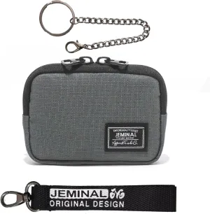 JEMINAL Lanyard Travel Little Coin Purse Pouch Fit for Men & Women & Boys & Girl: Change & Cards & Cash Dual Zip Travel Wallet with Keychain - Men's Detachable Nylon Essentials Change Pouch Purse