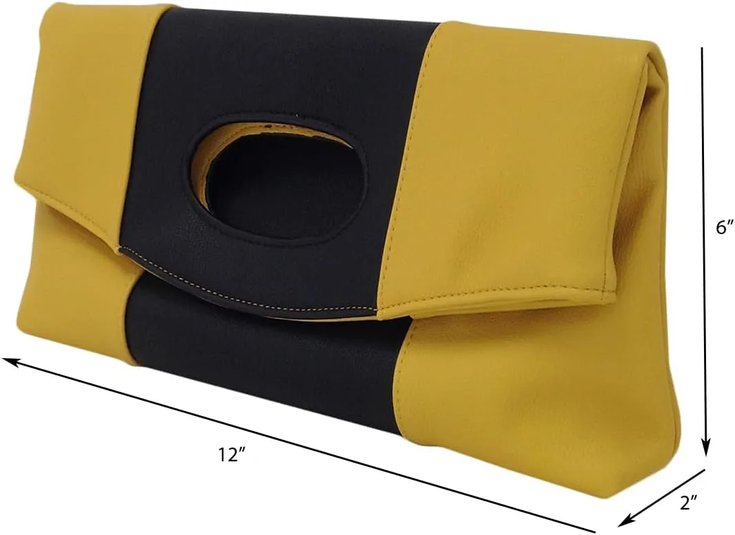 JNB Color Block Fold Over Clutch