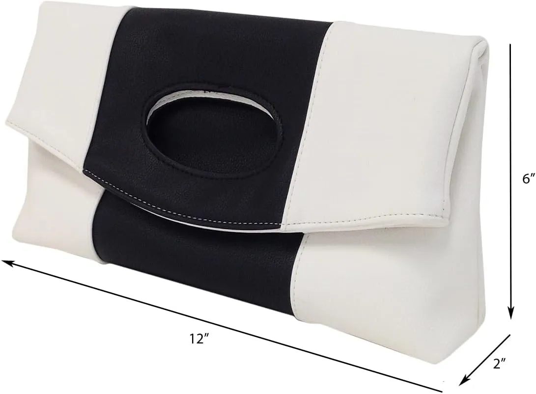 JNB Color Block Fold Over Clutch