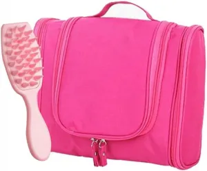 JoaLu Hanging Travel Toiletry Bag for Women – Large Cosmetic Organizer with Multiple Compartments – Foldable Bathroom Storage for Makeup & Accessories - Pïnk