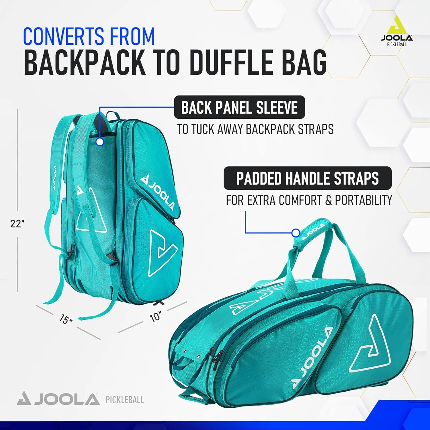 JOOLA Tour Elite Pickleball Bag - Backpack & Duffle Bag for Pickleball Paddles & Accessories - Holds 4  Paddles - Includes Fence Hook - Choose from Multiple Colors.