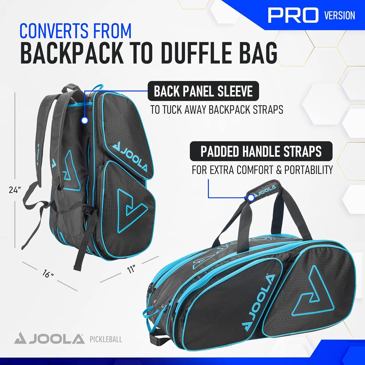 JOOLA Tour Elite Pro Pickleball Bag – Backpack & Duffle Bag for Paddles & Pickleball Accessories – Thermal Insulated Pockets Hold 4  Paddles - Includes Fence Hook