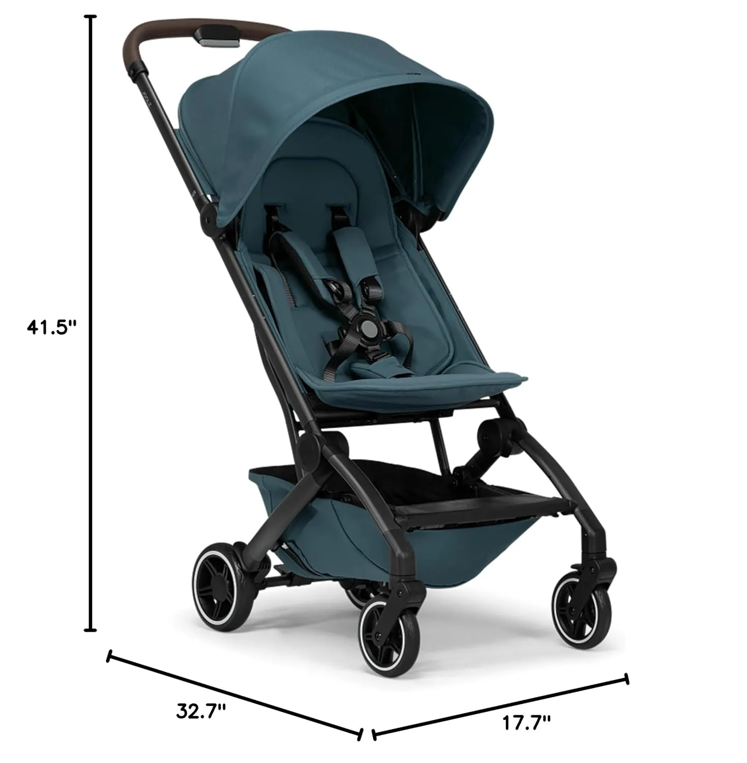 Joolz AER  Lightweight Baby Stroller, Ultra Compact & Portable One-Hand Fold Design - Ergonomic Recline Seat - Infant & Toddler (up to 50 lb) - Airplane Friendly Stroller - XXL Sun Hood -Ocean Blue