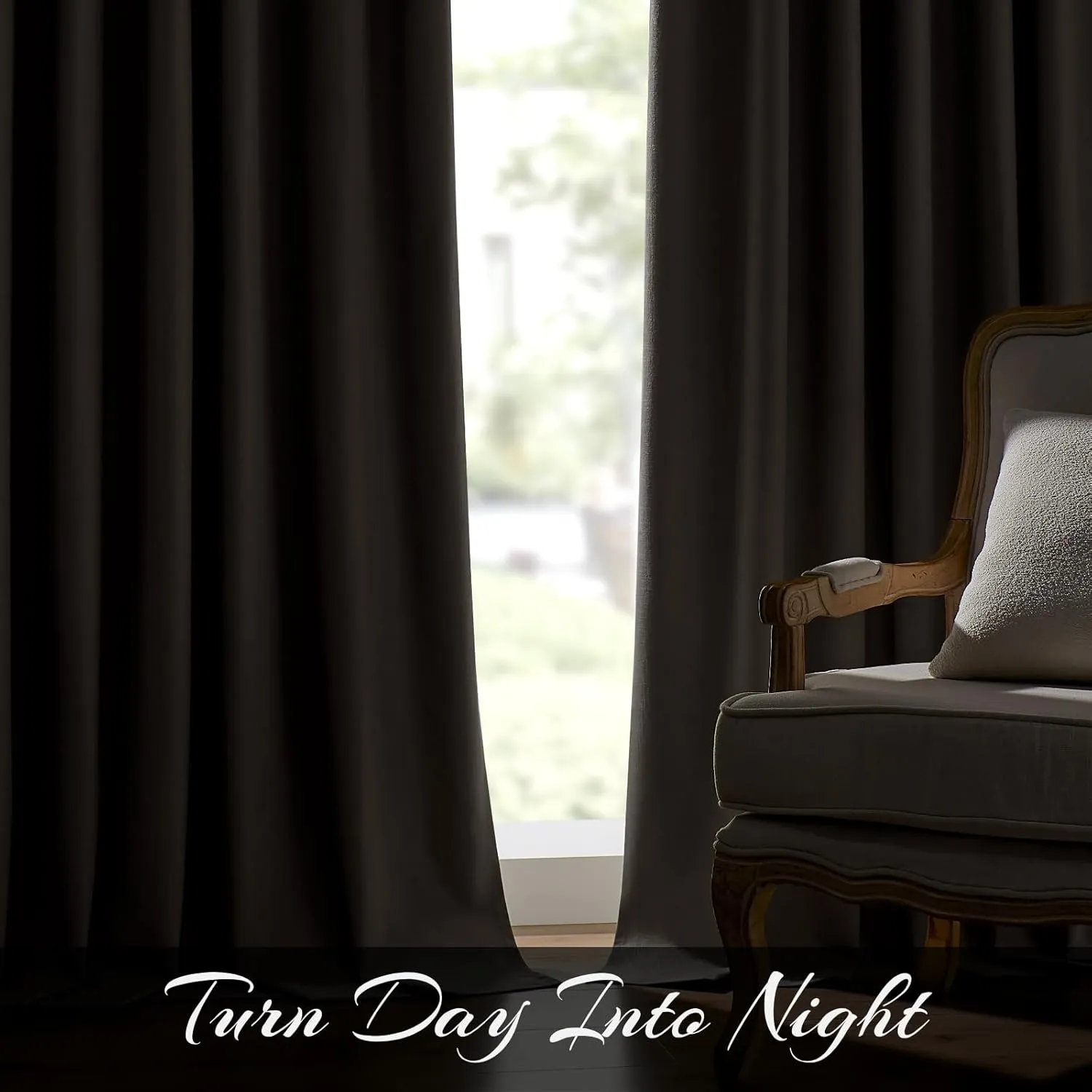 Joydeco Linen Blackout Curtains 90 inch Long - Thermal Insulated Linen Drapes 2 Panels, 100% Blackout Curtains for Bedroom and Luxury Living Room Decor, Pinch Pleated (90L x 40W, Cobblestone)