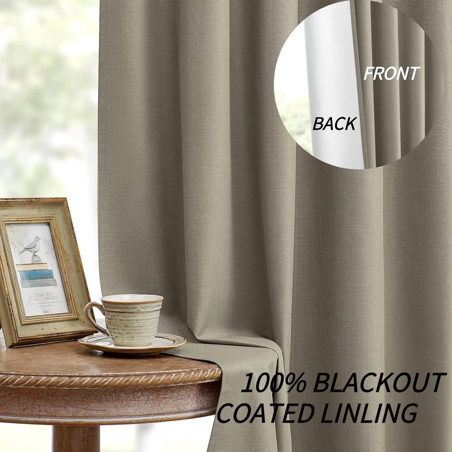 Joydeco Linen Blackout Curtains 90 inch Long - Thermal Insulated Linen Drapes 2 Panels, 100% Blackout Curtains for Bedroom and Luxury Living Room Decor, Pinch Pleated (90L x 40W, Cobblestone)
