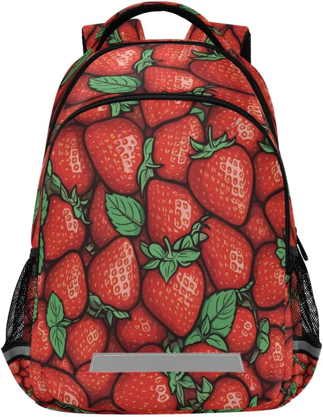 Juicy Strawberry Print Student Backpack 12.9 Inch Laptop Backpack, School Shoulder Bag for Boys & Girls