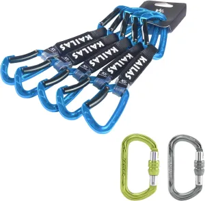 KAILAS Quickdraw Climbing Carabiners 22KN Heavy Duty Aluminum Locking Carabiners with Steel Gate Secure Keylock for Rock Climbing Mountaineering & Outdoor Gear (5-Pack)