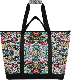 Kalocsa Sample O Print Reusable Insulated Lunchbox Cooler Bag, Leakproof Kitchen Grocery Bag Collapsible Portable Cooler Tote Bag for Picnic, Camping, Office, Travel