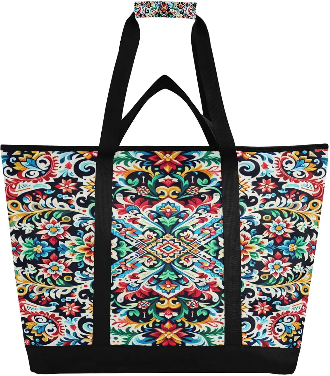 Kalocsa Sample O Print Reusable Insulated Lunchbox Cooler Bag, Leakproof Kitchen Grocery Bag Collapsible Portable Cooler Tote Bag for Picnic, Camping, Office, Travel