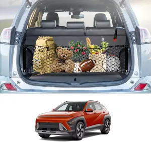Karltys Envelope Style Cargo Net for Hyundai Kona 2024 2025, Heavy Duty Rear Trunk Mesh Cargo Net for 2025 Kona Accessories, Elastic Nylon Mesh Storage Netting Organizer