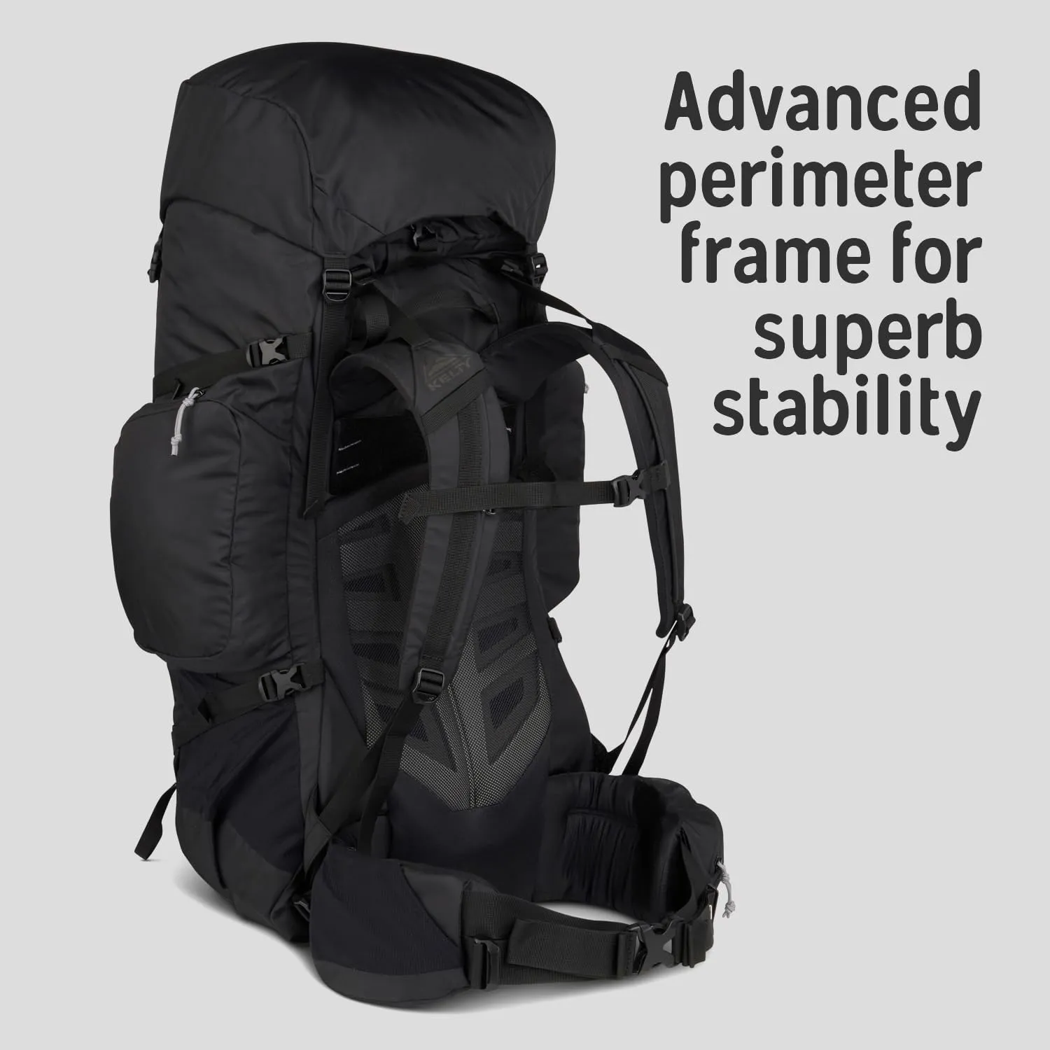 Kelty Coyote 60-105 Liter Internal Frame Backpack - Hiking, Backpacking, Travel, Adjustable Torso (65L / Black)