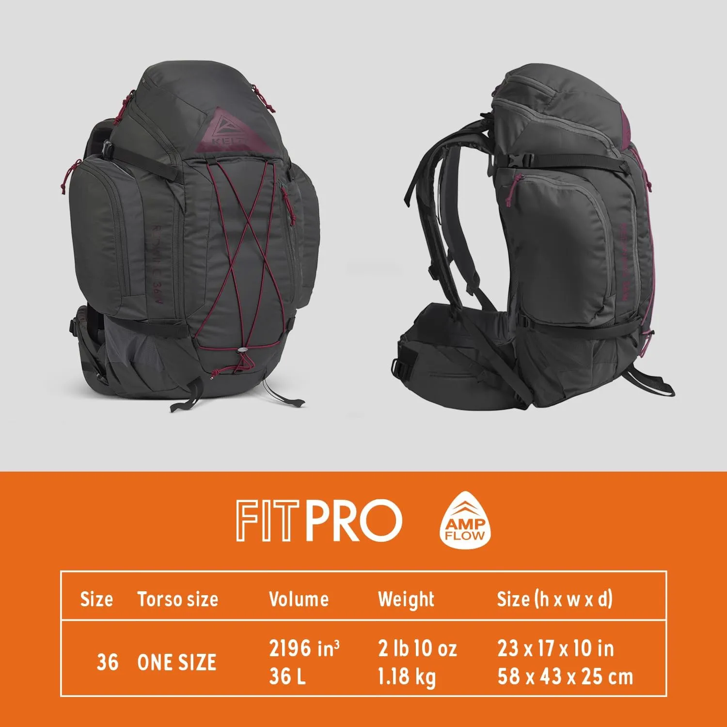 Kelty Redwing 36 Women’s – 36 Liter Internal Frame Backpack for Hiking, Backpacking, Travel, Carry-on Compatible, Hip Belt, Women Specific Fit, 2023 (Blackout)