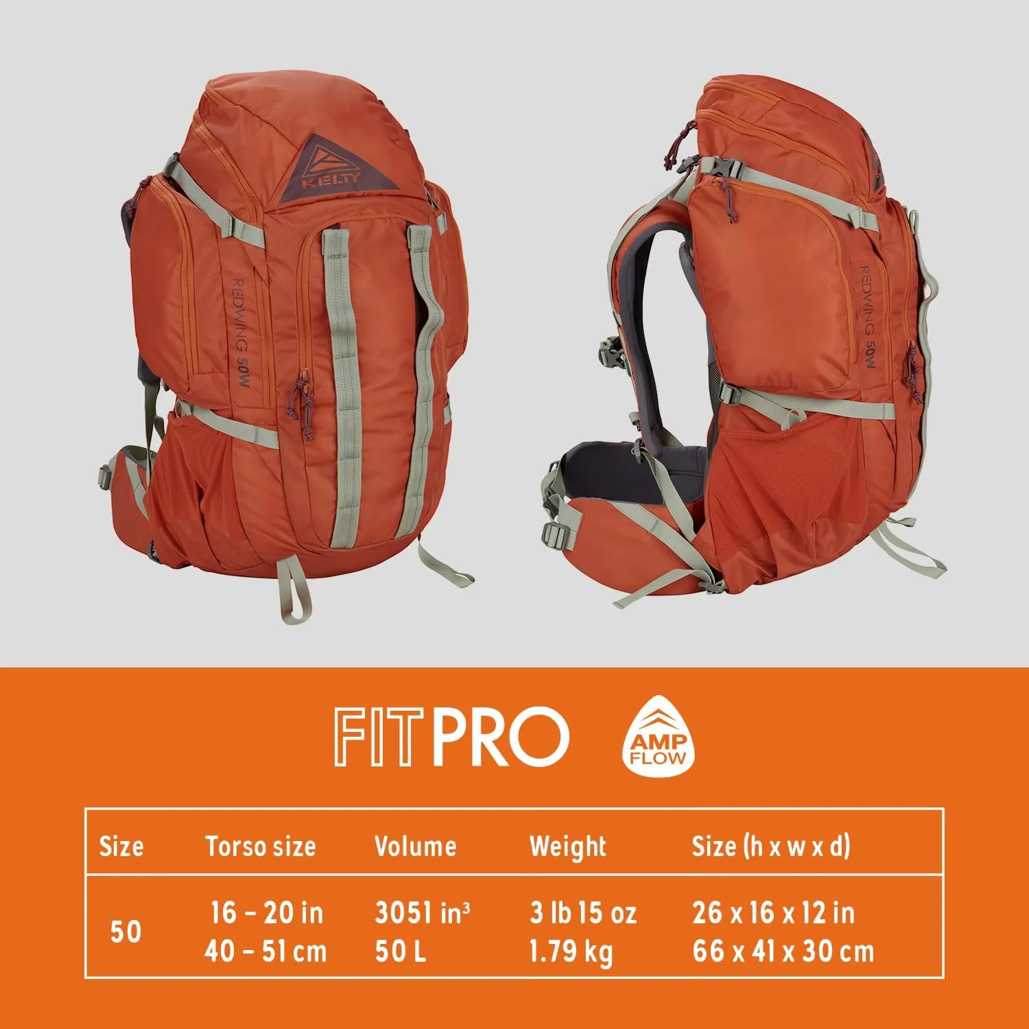 Kelty Redwing 50 Women’s – 50 Liter Internal Frame Backpack for Hiking, Backpacking, Travel, Hip Belt, Women Specific Fit, 2023 (Cinnamon)