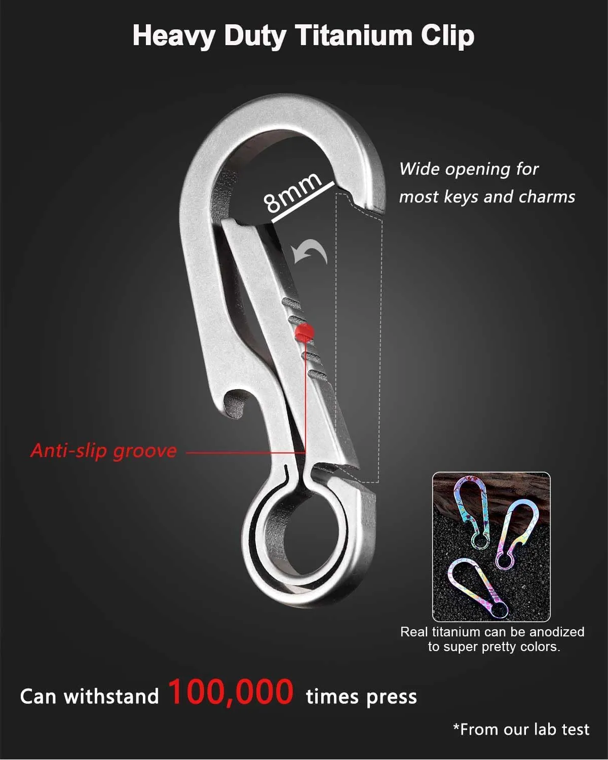 Key Clip Titanium Carabiner Keychain Quick Release Key Chain Carabiner for Keys Titanium Key Rings Heavy Duty