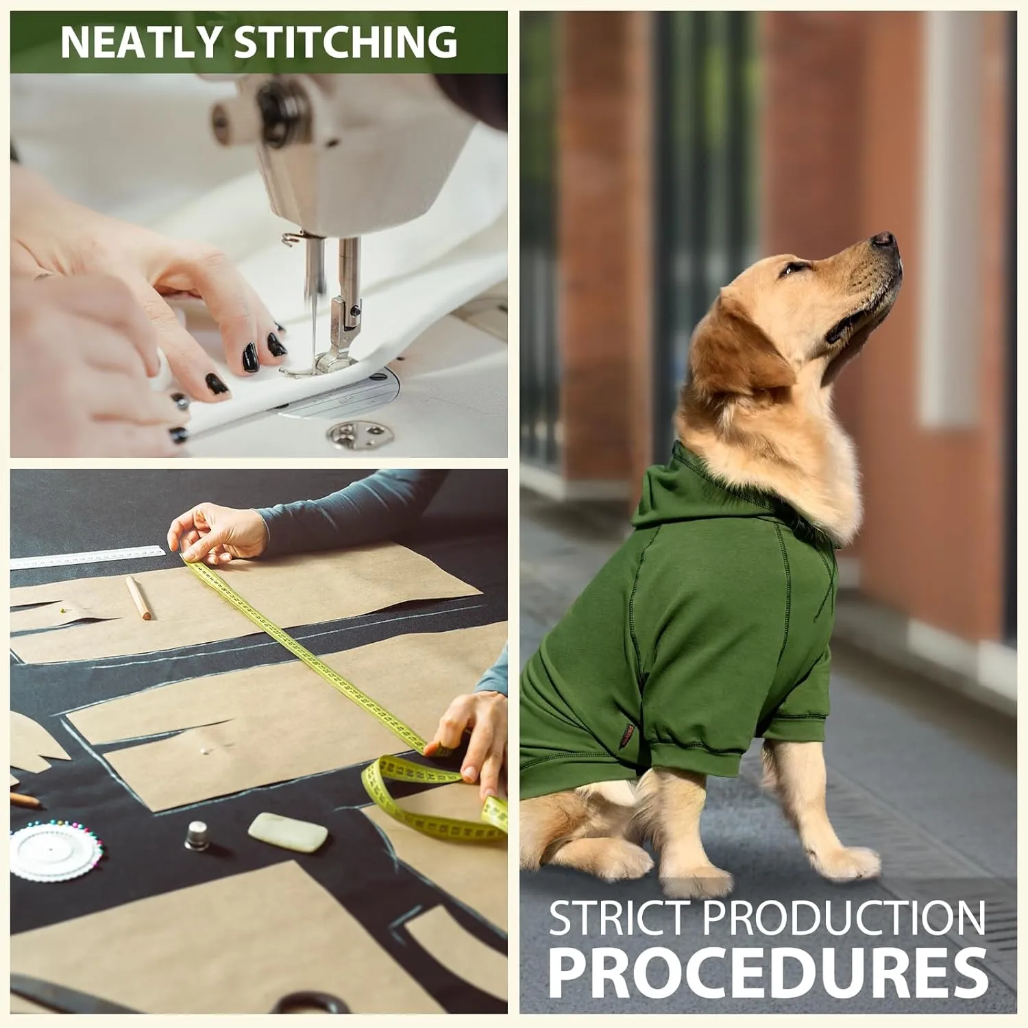 Kicred Basic Dog Hoodie, Premium Dog Sweater Pullover, Soft & Comfy Cotton Pet Clothes Hoodies with Hat and Leash Hole - Army Green (XX-Large)