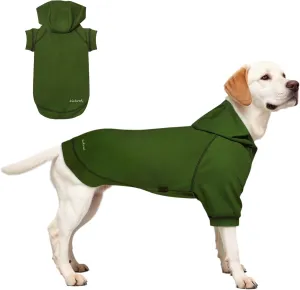 Kicred Basic Dog Hoodie, Premium Dog Sweater Pullover, Soft & Comfy Cotton Pet Clothes Hoodies with Hat and Leash Hole - Army Green (XX-Large)