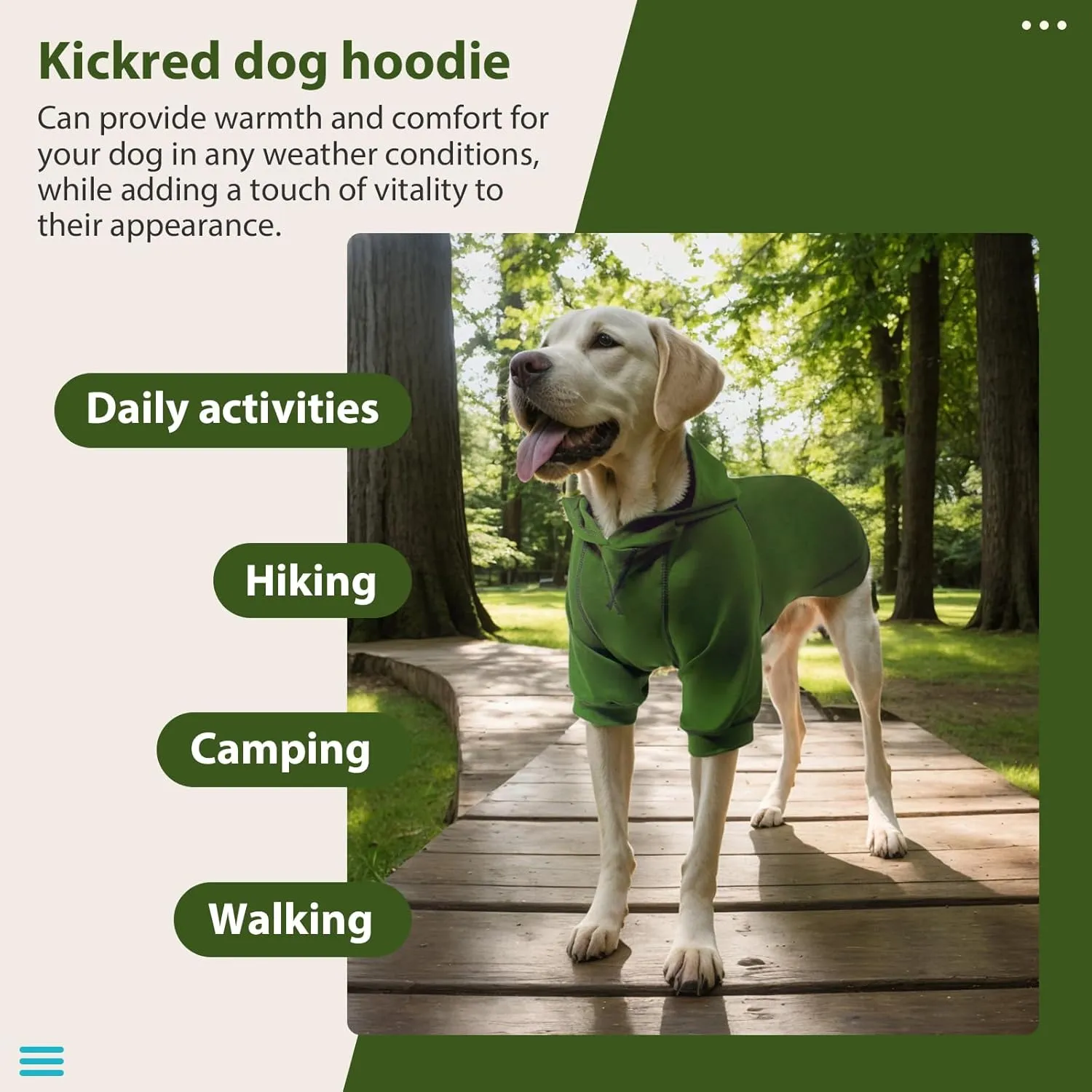 Kicred Basic Dog Hoodie, Premium Dog Sweater Pullover, Soft & Comfy Cotton Pet Clothes Hoodies with Hat and Leash Hole - Army Green (XX-Large)