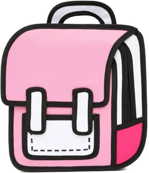 Kid Girls Boys Jump Style 3D Backpack 2D Drawing Anime Comic Cartoon Backpack Daypack (pink)